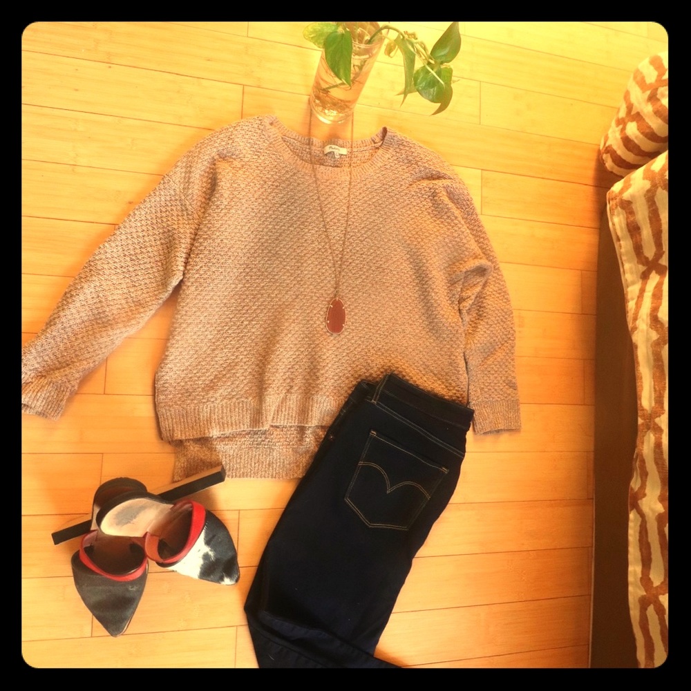 CURVE Madewell Popcorn Knit Asymmetrical Sweater